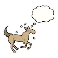 cartoon horse sweating with thought bubble N8