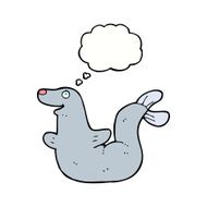 cartoon seal with thought bubble N16