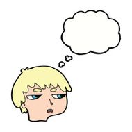 cartoon annoyed boy with thought bubble N35