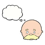cartoon bald man with mustache thought bubble N15