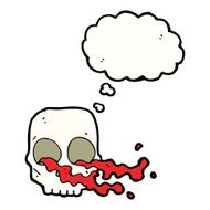cartoon gross skull with thought bubble N4