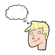 cartoon happy man with thought bubble N402
