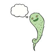cartoon spooky ghost with thought bubble N42
