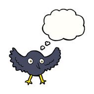 cartoon crow with thought bubble N12