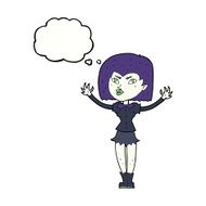 cartoon vampire girl with thought bubble N193