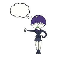 cartoon vampire girl giving thumbs up symbol with thought bubble N9