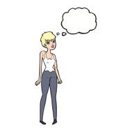cartoon pretty woman with thought bubble N239