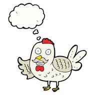 cartoon old rooster with thought bubble N7