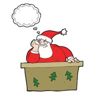 cartoon bored santa claus with thought bubble N7
