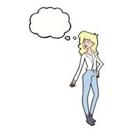 cartoon pretty woman with thought bubble N241