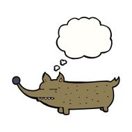 cartoon funny little dog with thought bubble N16