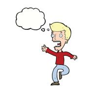 cartoon terrified man with thought bubble N197