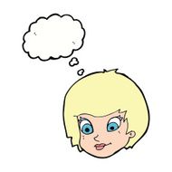 cartoon female face with thought bubble N128