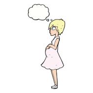 cartoon pregnant woman with thought bubble N17