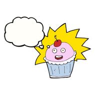 cartoon cupcake with thought bubble