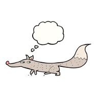 cartoon little wolf with thought bubble N17