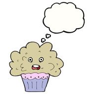 cartoon big cupcake with thought bubble