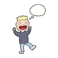 cartoon crazy happy man with thought bubble N9