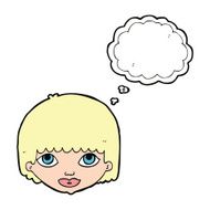 cartoon female face with thought bubble N129