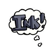 ink cartoon with thought bubble