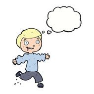 cartoon excited boy with thought bubble N129
