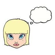 cartoon female face with thought bubble N130