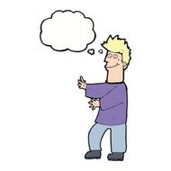 cartoon happy man with thought bubble N403