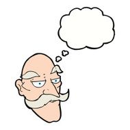 cartoon old man face with thought bubble N8