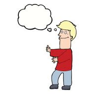 cartoon man gesturing with thought bubble N27