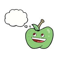 cartoon apple with thought bubble N31