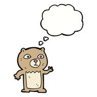 cartoon waving teddy bear with thought bubble N10