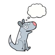 cartoon happy dog with thought bubble N74