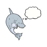 cartoon shark with thought bubble N35