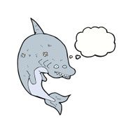 cartoon shark with thought bubble N36