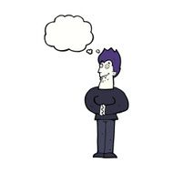 cartoon vampire with thought bubble N114
