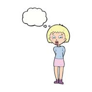 cartoon surprised woman with thought bubble N220