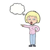 cartoon pointing woman with thought bubble N26