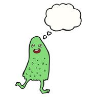 cartoon funny slime monster with thought bubble N13