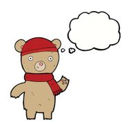 cartoon waving teddy bear with thought bubble N11