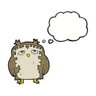 cartoon wise old owl with thought bubble N6
