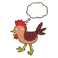 funny cartoon chicken with thought bubble N7