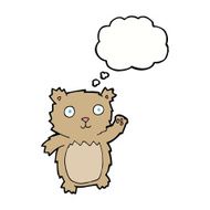 cartoon waving teddy bear with thought bubble N12