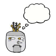 cartoon robot head with thought bubble N54