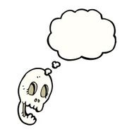 funny cartoon skull with thought bubble N18