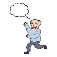 cartoon evil old man with thought bubble N18