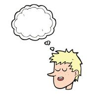 cartoon happy boy face with thought bubble N41