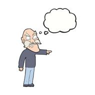 cartoon furious old man with thought bubble N7