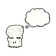 cartoon spooky skull with thought bubble N132