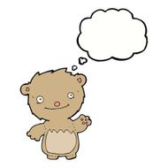 cartoon waving teddy bear with thought bubble N13