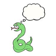 cartoon hissing snake with thought bubble N16